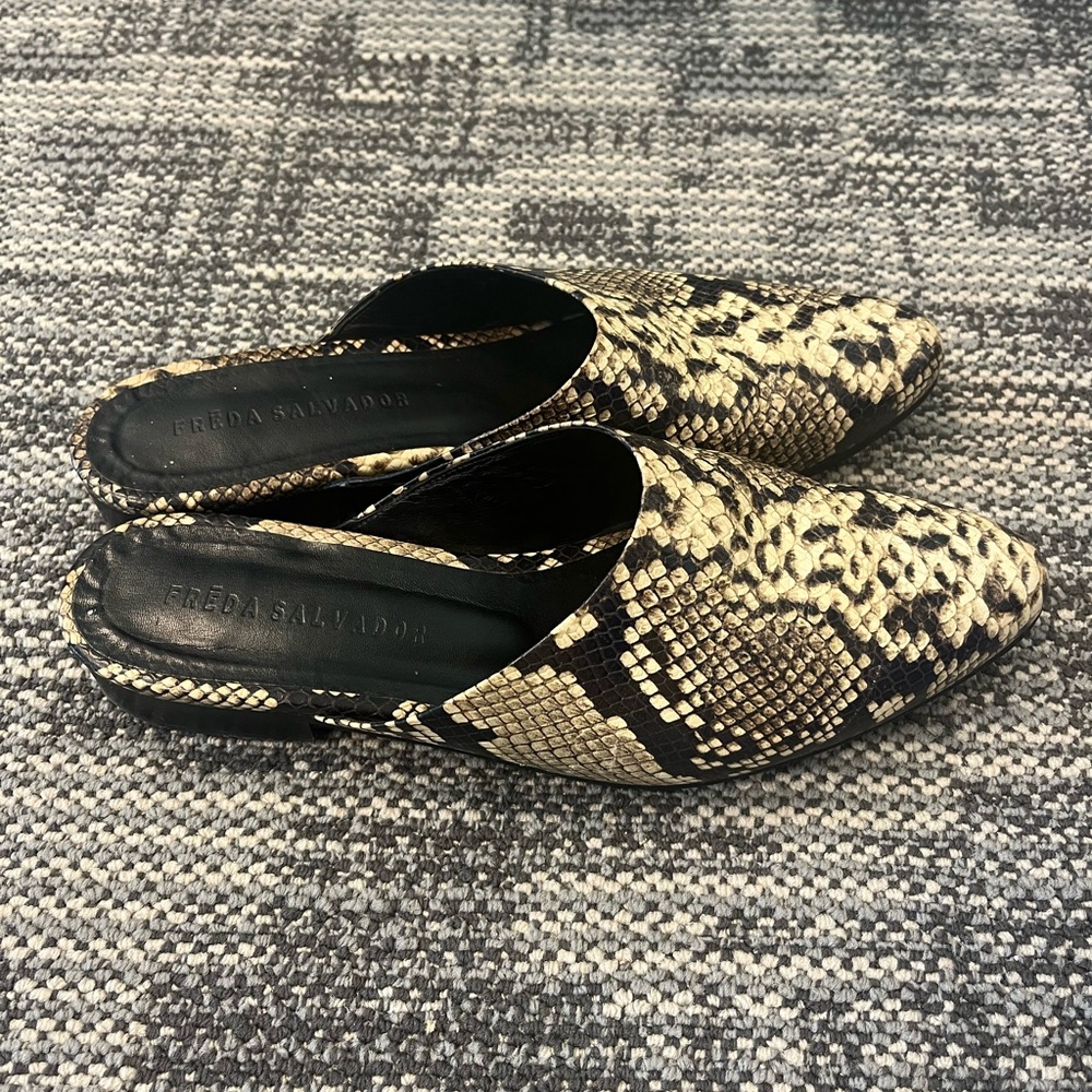 Freda Salvador Snakeskin Mules